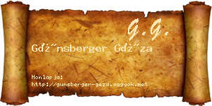 Günsberger Géza névjegykártya